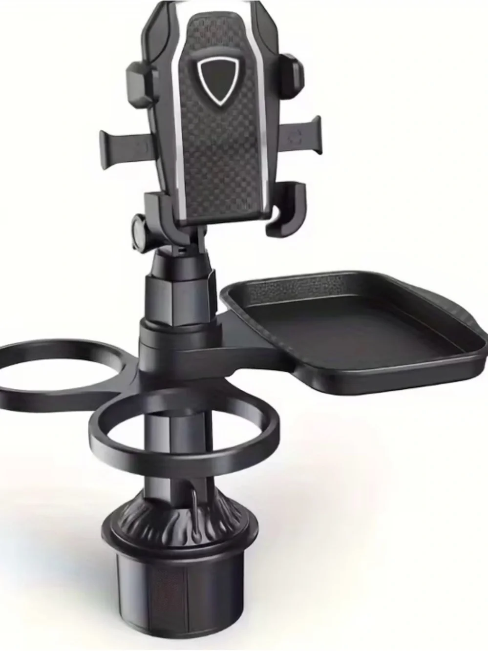 Black Car Cup Holder Phone Mount with Small Tray